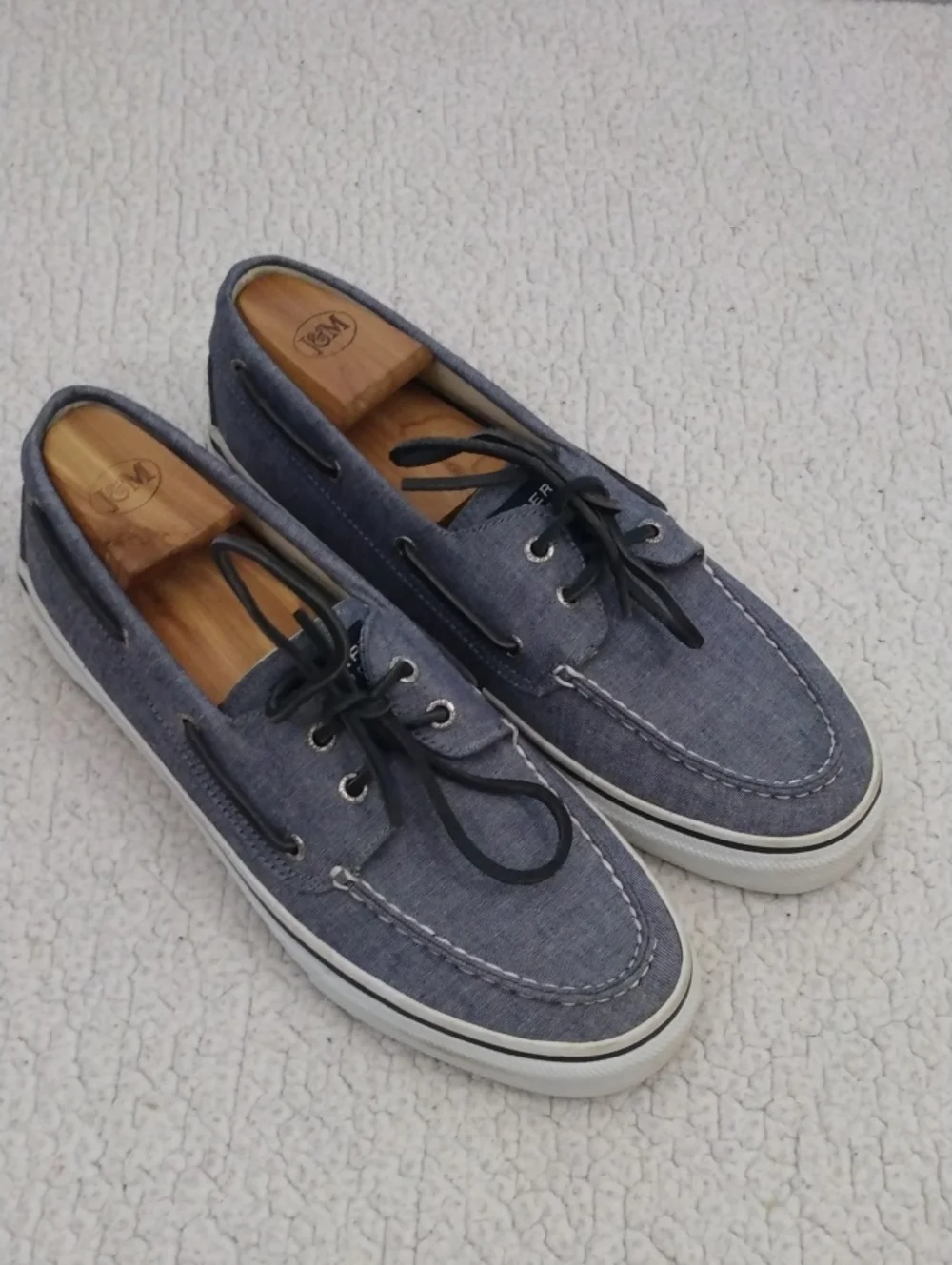 Sperry Steel Blue Bahama 2 Canvas Boat Shoes  10.5M
